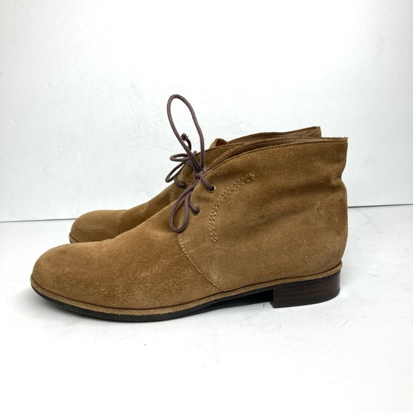 Via Spiga Ignia Booties Lace Up Tan Suede Flat Boots Camel 9 M - Picture 2 of 12